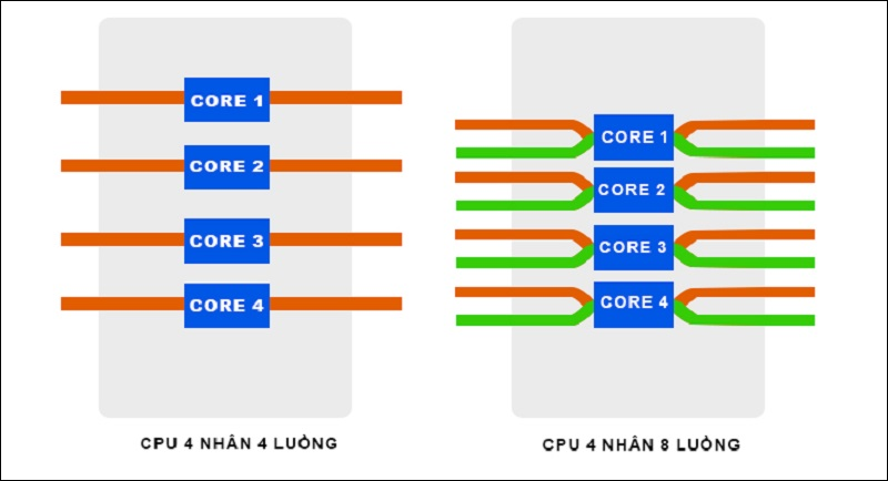 Nhân và luồng được xem như là nhân tố quyết định hiệu năng của máy tính